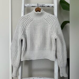 H&M Cream Chunky Knit Mock Neck Sweater